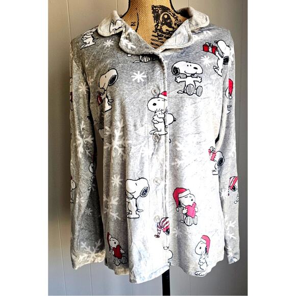 Munki Munki Peanuts Munki Munki Snoopy Winter Holiday Pajama PJS Top, Sz M - Picture 2 of 10